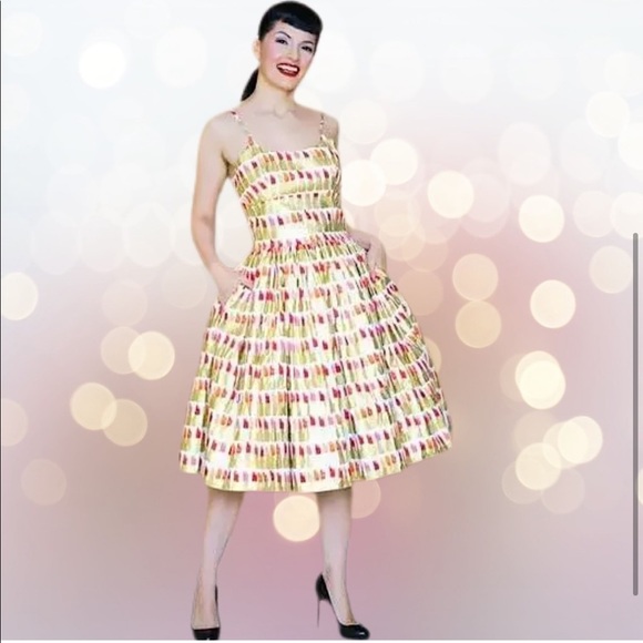 BERNIE DEXTER CHELSEA LIPSTICK PIN UP DRESS, RARE!!! XS - Picture 4 of 7